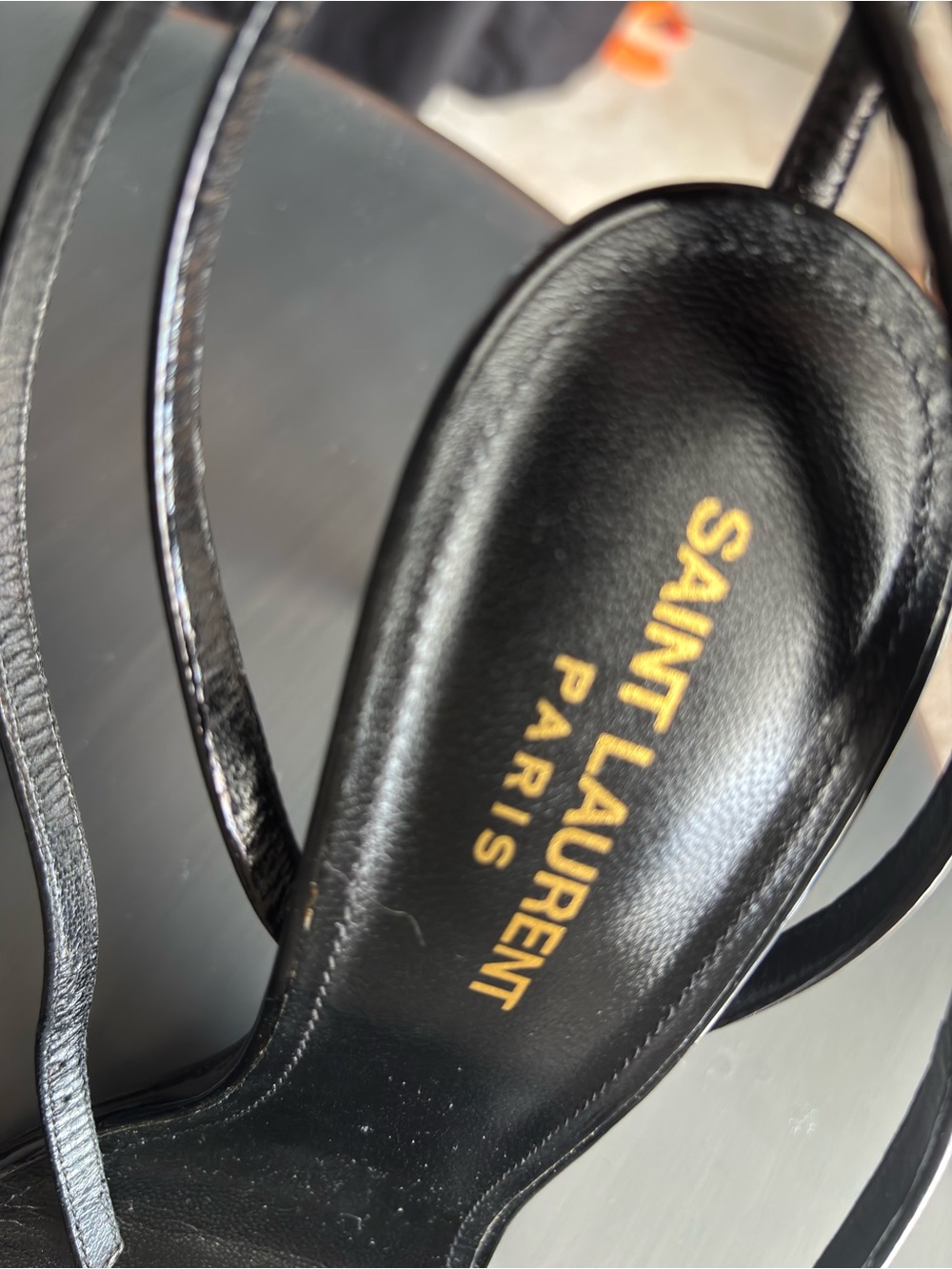 Saint Laurent Black Patent Leather Knotted Strap Stilettos - Picture 8 of 8